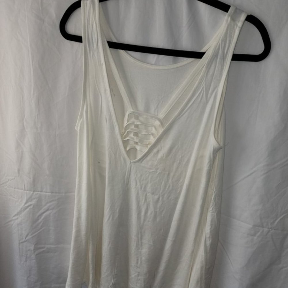 Hyped Unicorn White Tank with Crossed Back